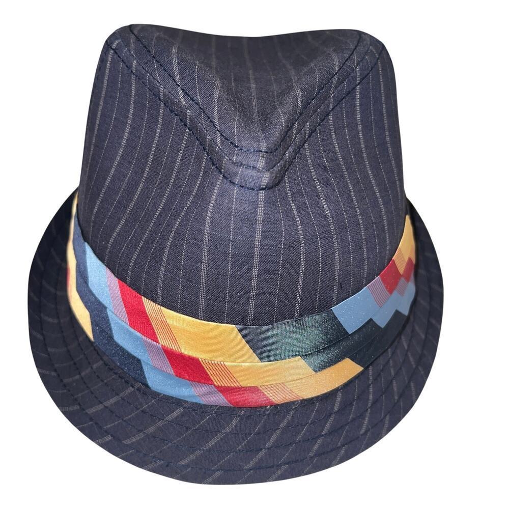 Goorin Bros. Blue Pinstripe Pinch Crown Fedora Hat Cotton/Linen Blend Size XL